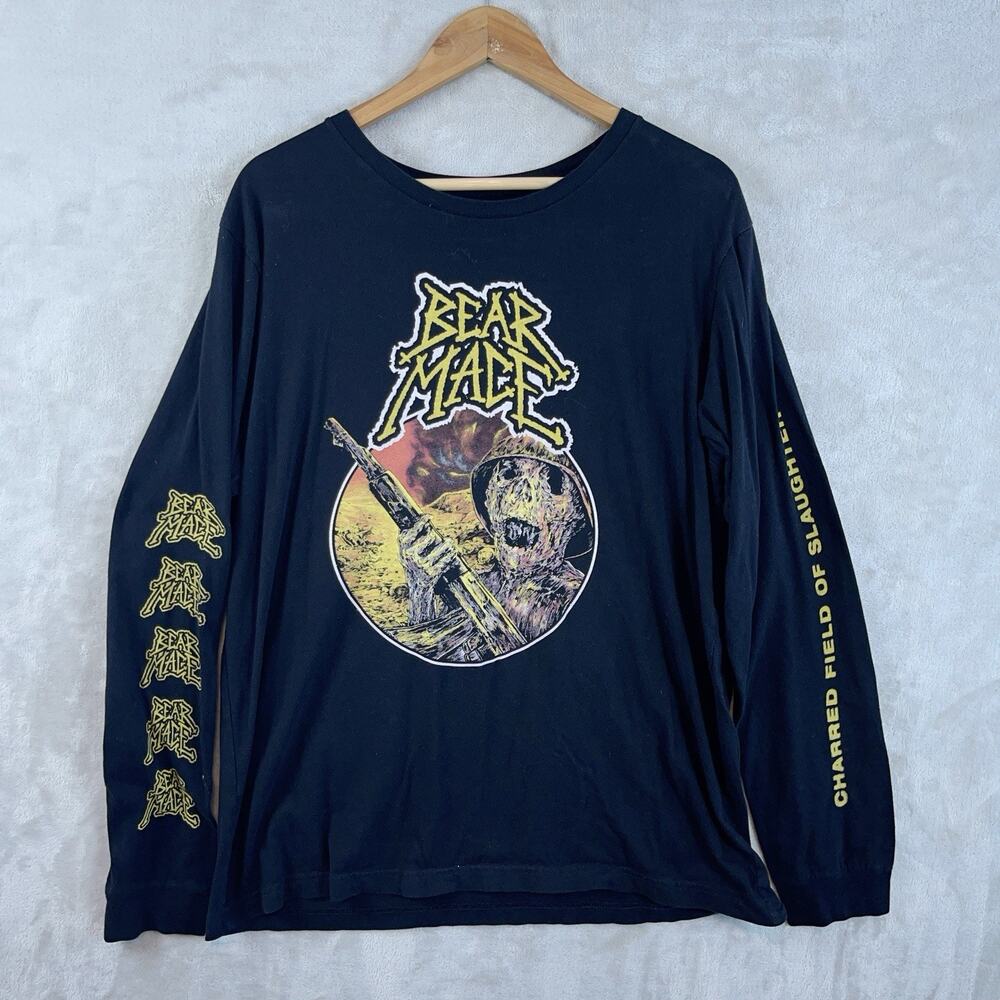 Bear Mace Death Metal Band Long Sleeve T Shirt Large Charred Field Of Slaughter